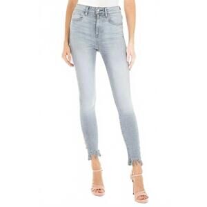 NEW FIDELITY high waist skinny shredded hem jean in cape grey pandora